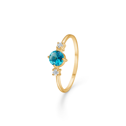 Ocean Ring - Gold plated ring with blue and white zirconiastes
