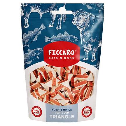 Ficcaro Beef & Cod Triangle - Hundegodbidder med oksekød og torsk - MyTrendyDog.dk