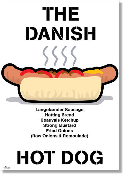 Hot dog danish style pølse med brød poster graphic art