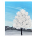 lille maleri blå hvid træ