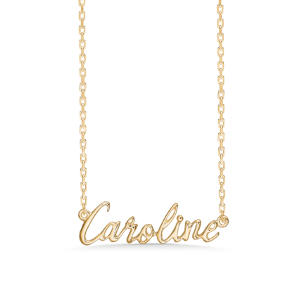 Name Tag Necklace Caroline - halskæde med navn - navnehalskæde i forgyldt sterling sølv
