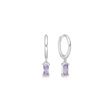 Lilac Infinity Earrings - Small hoops with purple zirconia stone