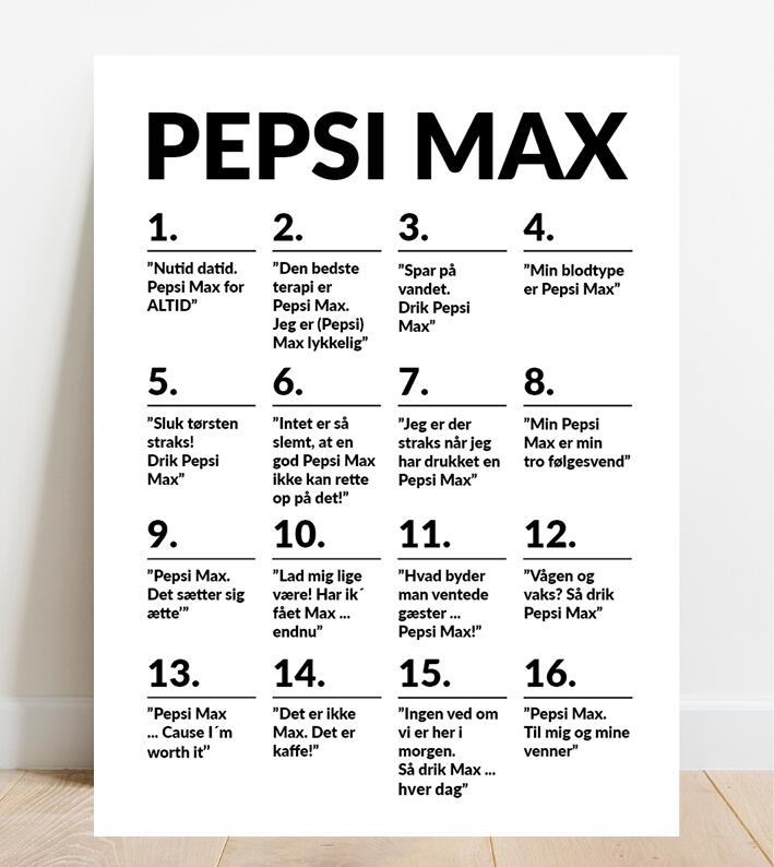 Hæl announcer levering Pepsi Max plakaten | A4 | Louises Print