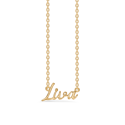 Name Tag Necklace Liva - halskæde med navn - navnehalskæde i forgyldt sterling sølv