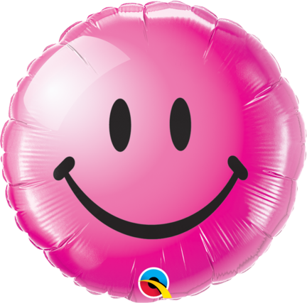 Pink smiley helium ballon