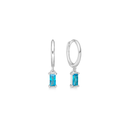 Navy Infinity Earrings - Små hoops med blå zirconia sten