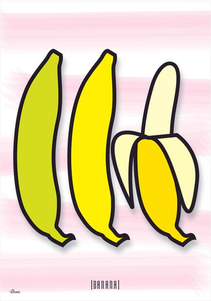 banan banana brush vegetable fruit colour Poster plakat ©Birger www.artprintandmore.dk