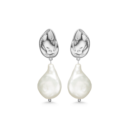 Coast Earrings - Pearl earrings in sterling silver with cultured pearls in organic shape