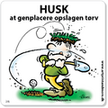 Golf-etikette skilte med sjov streg 15x15 cm farve på Magnetfolie