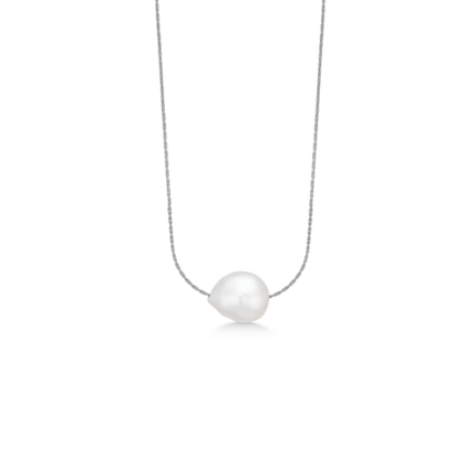 Aqua Necklace - Simple necklace with large organic cultured pearl