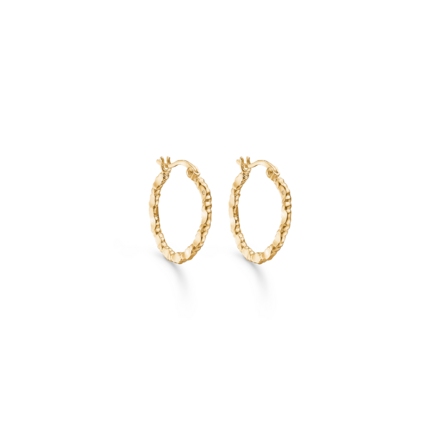 Truth Hoops - Enkle øreringe med fine detaljer i rent sterling sølv forgyldt i 18 kt guld