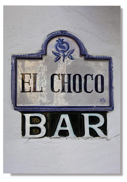 glaced Old stone ceramic street sign wall el choco bar photo poster plakat webshop