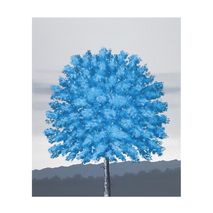 Maleri blåt træ. 50x60cm.