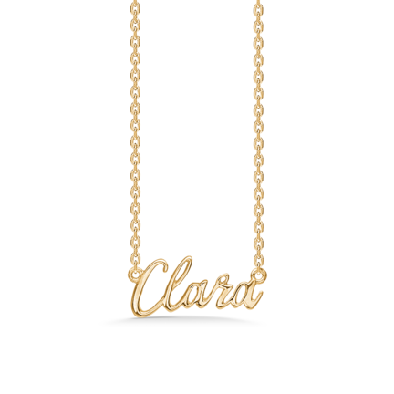 Name Tag Necklace Clara - halskæde med navn - navnehalskæde i forgyldt sterling sølv