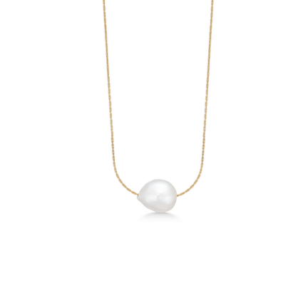 Aqua Necklace - Simpel halskæde med stor organisk kulturperle
