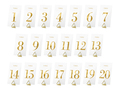 Bordnumre med tal i guld 1-20
