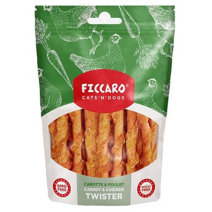 Ficcaro Carrot & Chicken Twister - Hundegodbidder med gulerod og kylling - MyTrendyDog.dk