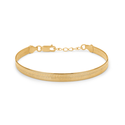 Cobra Herringbone Bracelet - Bracelet with herringbone chain in 925 sterling silver plated in 18 ct gold