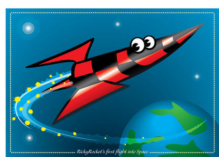 Space rocket funny illustration