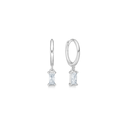 White Infinity Earrings - Små hoops med hvide zirconia sten