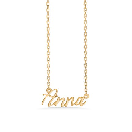 Name Tag Necklace Anna - necklace with name - name necklace in gold plated sterling silver