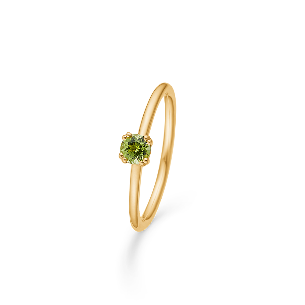 POETRY SOLITAIRE ring i 14 kt. guld m. peridot | 56 | Mads