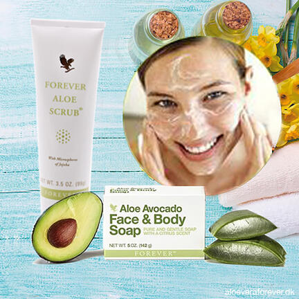 Forever Aloe Scrub og Aloe Avocado Face & Body Soap