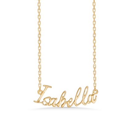 Name Tag Necklace Isabella - halskæde med navn - navnehalskæde i forgyldt sterling sølv