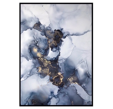 plakat 50x70 cm grå guld blå sort