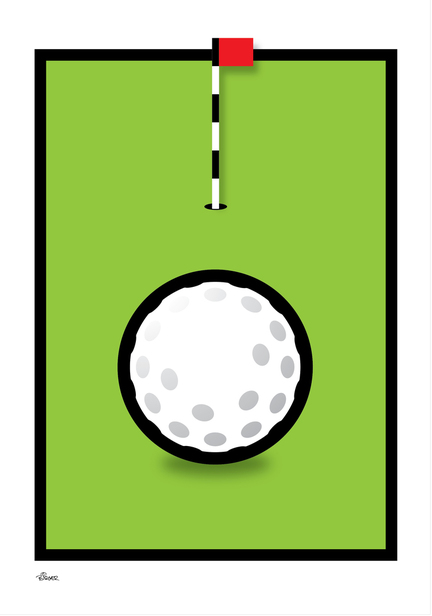 Golf hole flag green graphic colour Poster plakat ©Birger www.artprintandmore.dk