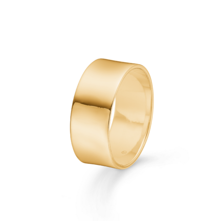 Big Plain Ring - Flat simple ring with smooth surface gold plated in 18 ct gold