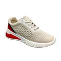 Dame sneakers beige med rød detalje