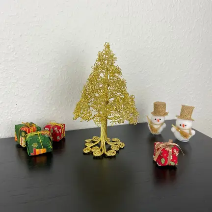 lille guld juletræ metal