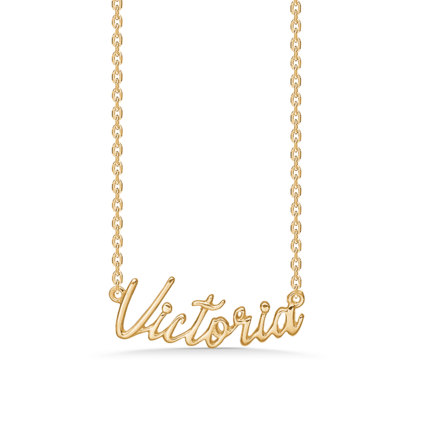 Name Tag Necklace Victoria - halskæde med navn - navnehalskæde i forgyldt sterling sølv