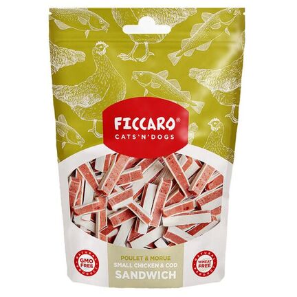 Ficcaro Small Chicken & Cod Sandwich - Hundegodbidder med kylling og torsk - MyTrendyDog.dk