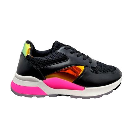 Dame sneakers sort/pink med refleks