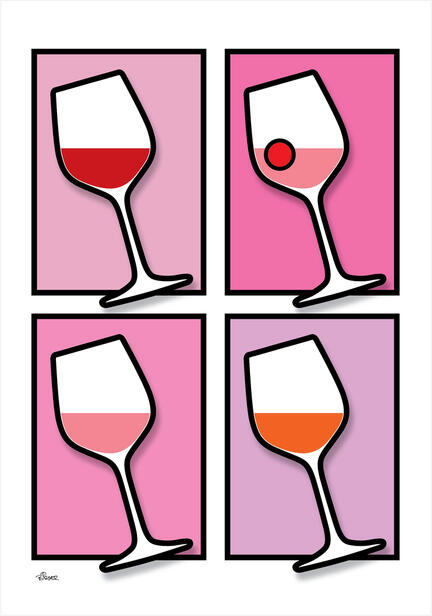 Wine vin glass glas colour PINK Poster plakat ©Birger www.artprintandmore.dk
