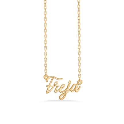 Name Tag Necklace Freja - necklace with name - name necklace in gold plated sterling silver