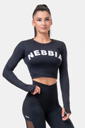LONG SLEEVE THUMBHOLE SPORTY CROP TOP 585 Sort 1