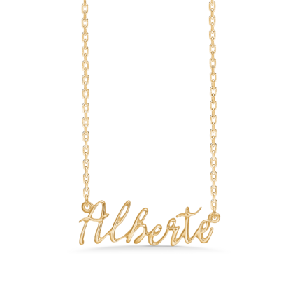 Name Tag Necklace Alberte - necklace with name - name necklace in gold plated sterling silver