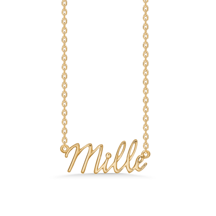 Name Tag Necklace Mille - halskæde med navn - navnehalskæde i forgyldt sterling sølv