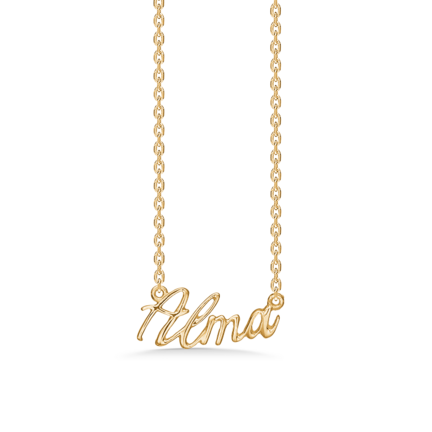 Name Tag Necklace Alma - halskæde med navn - navnehalskæde i forgyldt sterling sølv