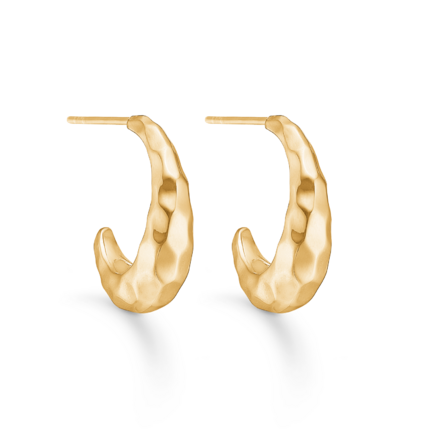 Hammered Earrings - Simple banket øreringe i 925 sterling sølv forgyldt i 18 kt guld