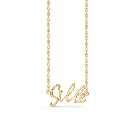 Name Tag Necklace Sille - halskæde med navn - navnehalskæde i forgyldt sterling sølv